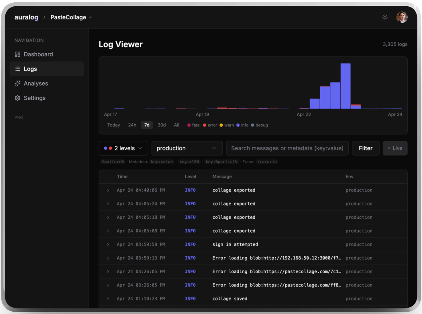 Auralogs log viewer